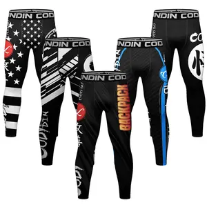 Men's Camouflage Compression Sportswear Base Layer Tights - Full-Length, Elastic Waistband, Polyester Blend, Quick-Dry for Soccer Training & Gym Fitness, All Seasons