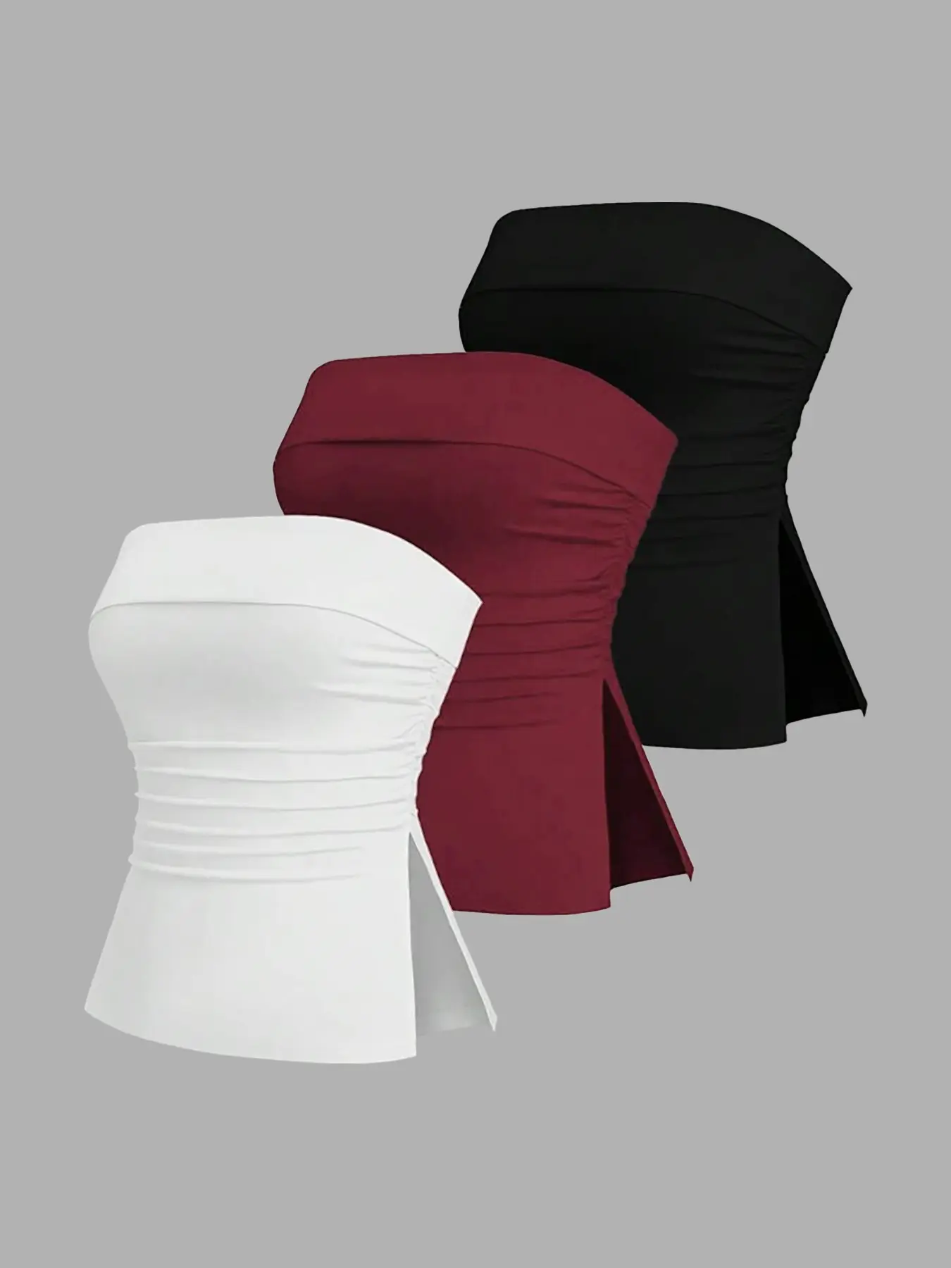 European & American Fashion Women's Strapless Casual Sleeveless Backless Elegant Aesthetic Top Three-Piece Set, Stylish and Comfortable Summer