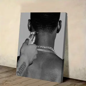 1 Piece Barber Shop Poster - Black and White Canvas Wall Art, Framed Chain and Scissors Design - Living Room, Bedroom Ready-to-Hang Salon Decoration - Modern Monochrome Decoration, Modern Artwork, High-Quality Printing, Home Decor Artist, Premium Artwork,