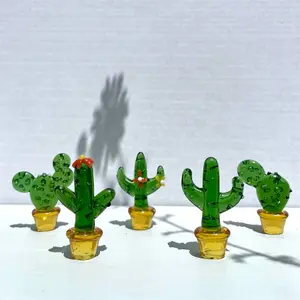 Handmade mini glass cactus flower Glass Cactus, handmade glass potted plants, mini glass succulent, fused glass succulent, cactus lovers