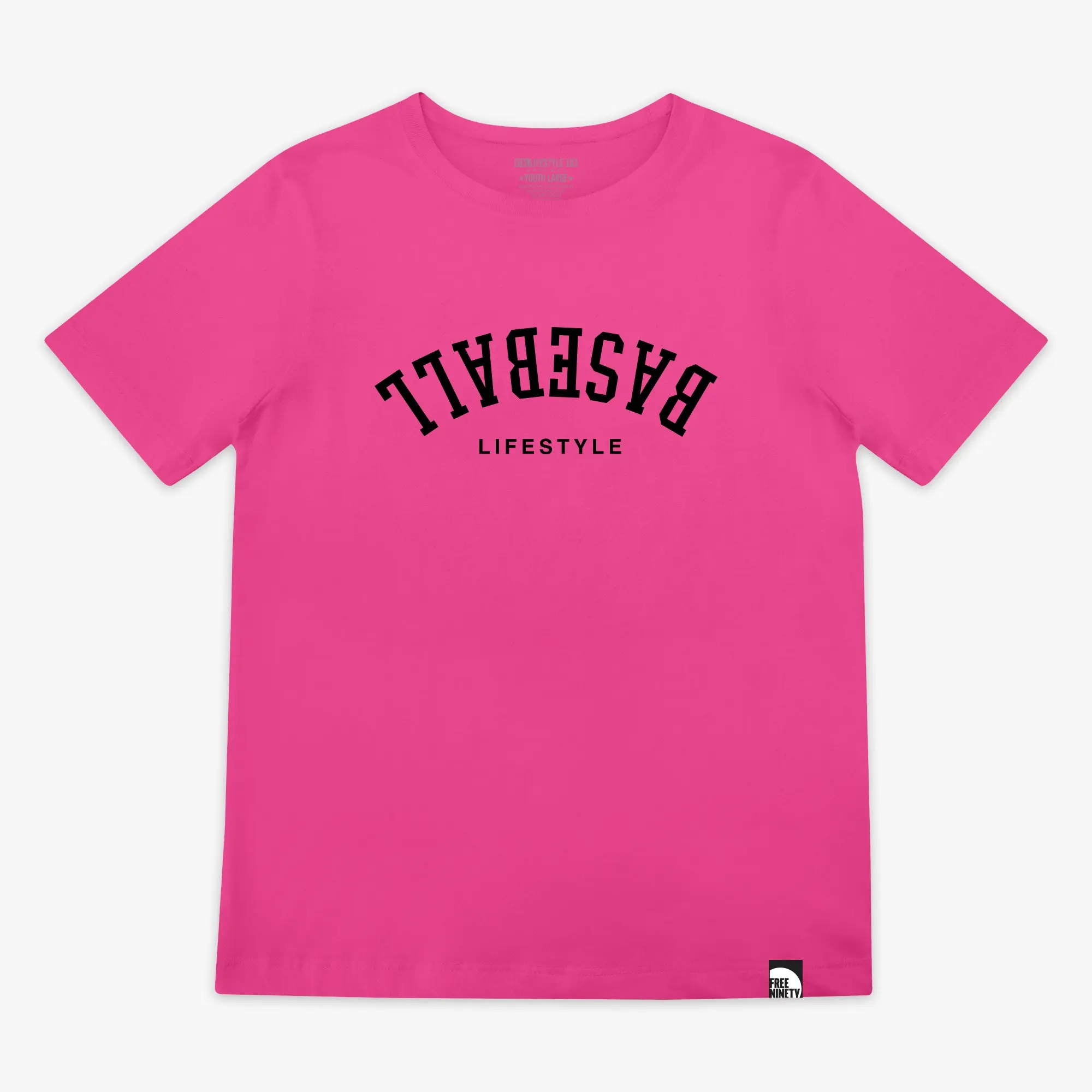 Upside Down Baseball Youth Tee - Pink