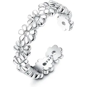 MILACOLATO S925 Sterling Silver Toe Rings for Women White Gold Plated Arrow Infinity Vintage Celtic Knot Daisy Flower Stylish Toe Rings Adjustable Toe Band Rings Summer Beach Foot Jewelry Set