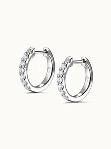 "Circle of Light" Lab Grown Diamond Small Huggie Hoop Earrings in Sterling Silver Fine Jewelry for Women Promise Anniversary Birthday Gifts for Her, 8-20MM