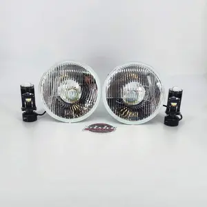 RMS3303PRO - 7" (Gen3) Round Headlight Conversion Kit with 10,000 LM H4 Mini Projector LED Bulbs