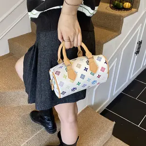 Women’s Boston Bag - Elegant Printed Minimalist Handbag for Daily Work & Casual Outings