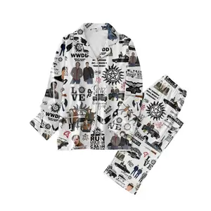 Supernatural Pajamas Set, Winchester Brothers Long Sleeve Pajamas Set, Cartoon Movie Pajamas Set, Gift For Men And Women
