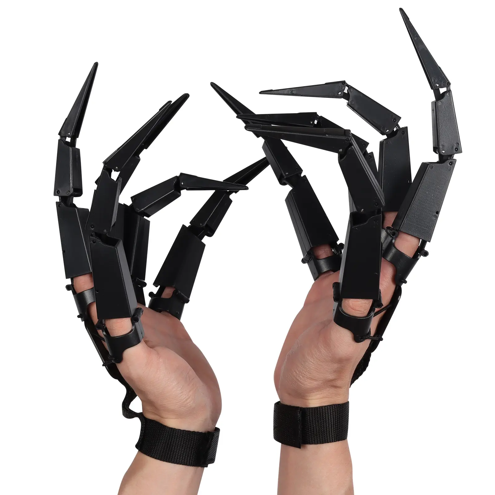 Halloween Articulated Fingers Extensions, 3D Printed Flexible Finger, Scary Skeleton Bone Claw Hand Need to Assemble Finger Extension for Cosplay Party Decoration ( Black )