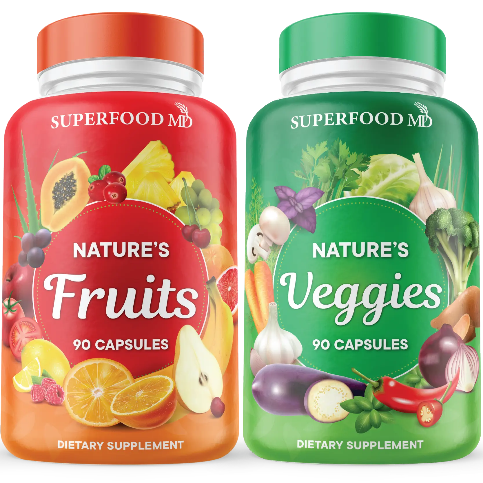 Superfood MD Fruits & Veggies Supplement - 180 Fruit and Veggie Capsules - Supports Energy Balance, High Lycopene, Vitamins & Minerals -Made in The USA