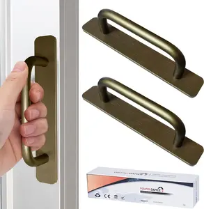Self-Stick Instant Cabinet Handles - 2pcs Aluminum Alloy Drawer Pulls Helper with Adhesive Door Handle for Kitchen Cabinet Drawer Window Sliding Closet (5.83", Brushed Bronze)