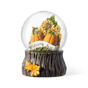 100mm 5.75''H Fall Sunflower and Pumpkin Resin Waterglobe