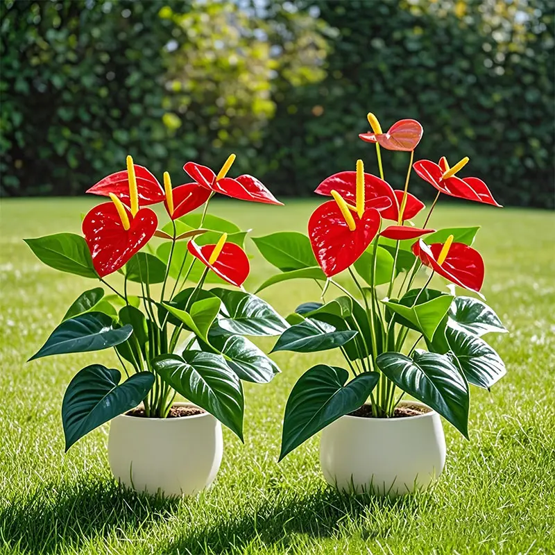 Realistic Artificial Flowers and Leaves Christmas Plant Set, Realistic Fake Plant, Indoor Outdoor Decor for Weddings Gardens Homes Festivals, House Plants Decor, Includes No Flower Pot, Fake Plastic Plants, Decorative Fake Plants, Outdoor Faux Plants