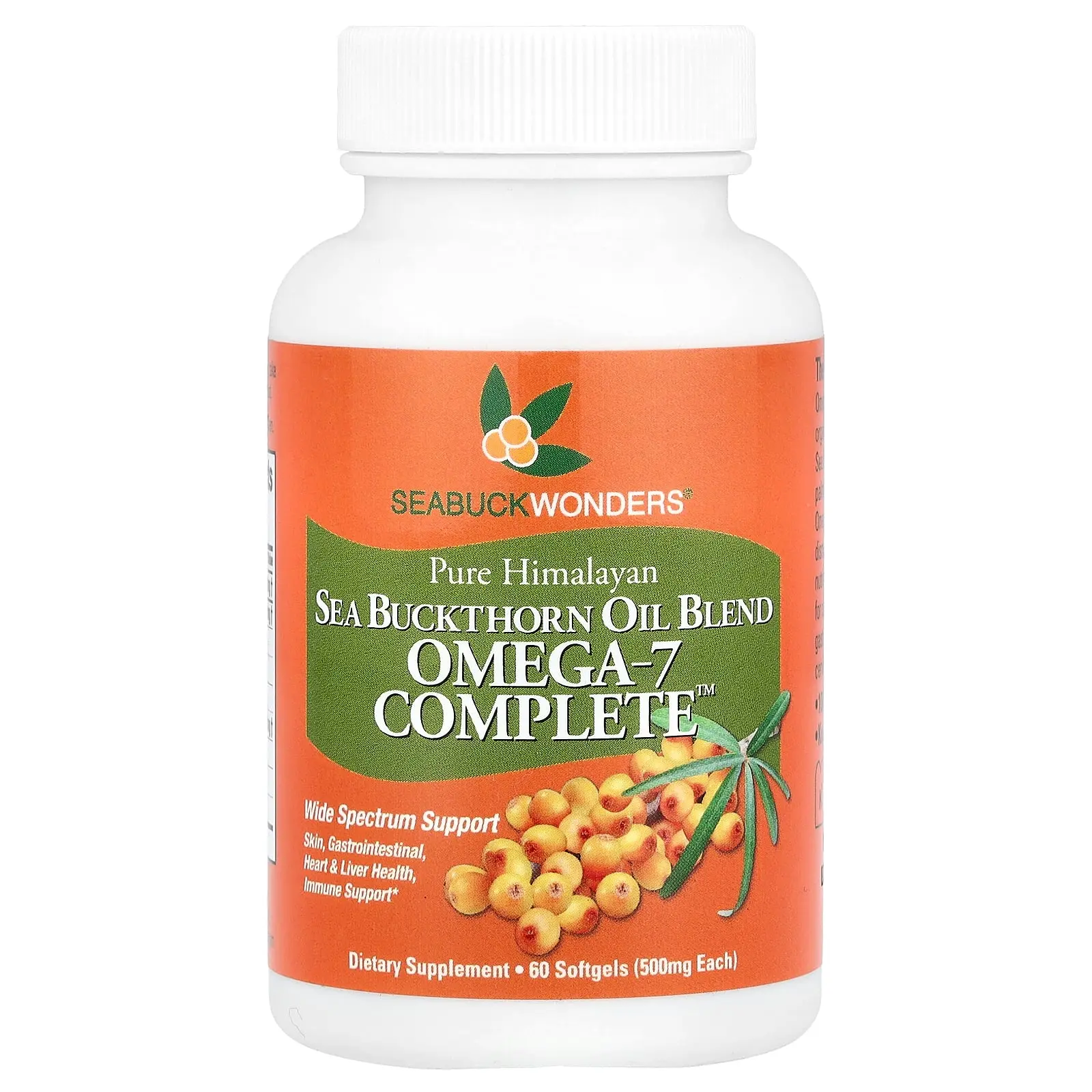 SeaBuckWonders Omega-7 Complete™, Sea Buckthorn Oil Blend, 60 Softgels (500 mg per Softgel)