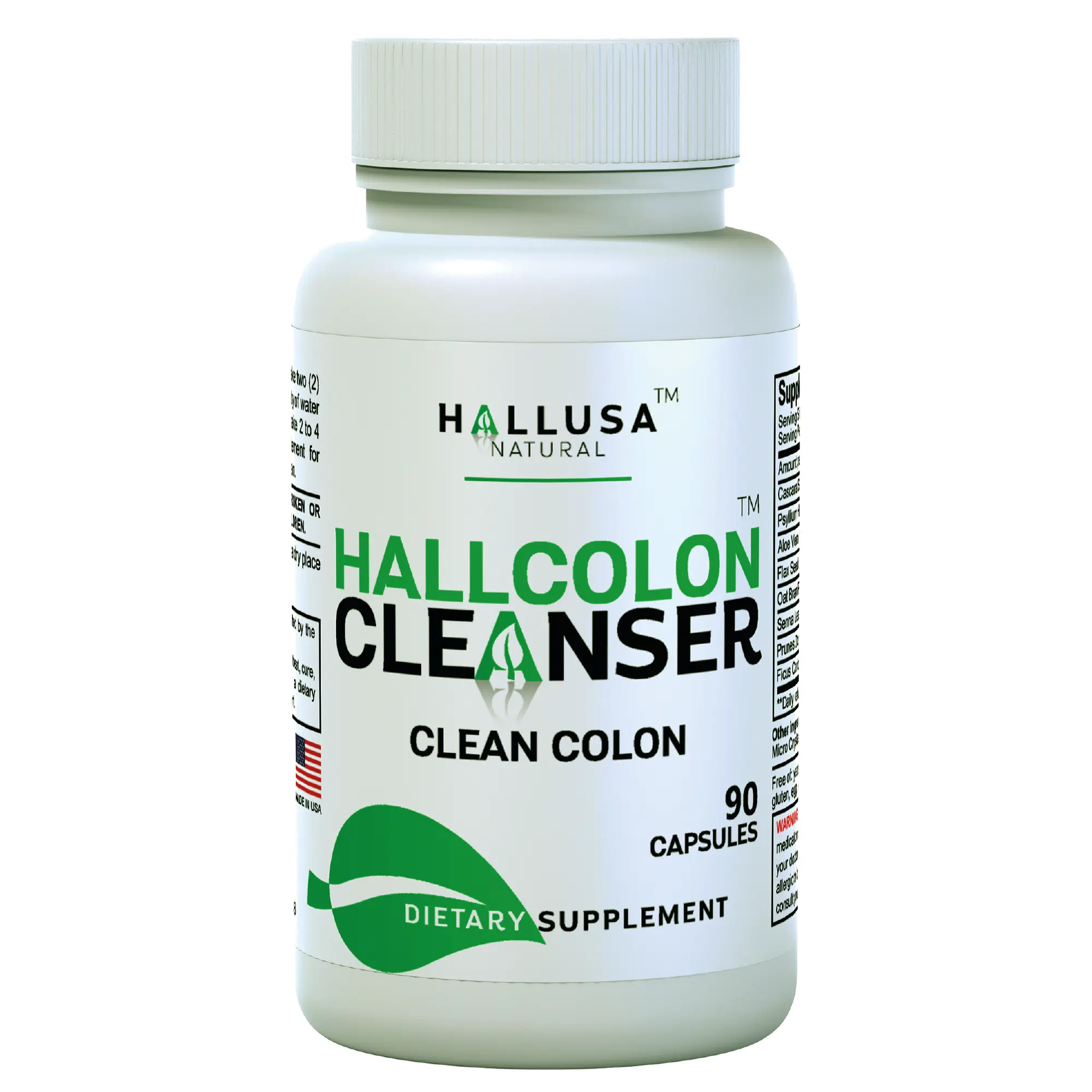 HALLUSA NATURAL Organic Hallcolon Cleanser Digestive Wellness Capsules, 90-Capsule 14-Day Supply, Sugar-Free, Gluten-Free, Helps Flush Toxins, Supports Gut Detox & Digestive System Wellness