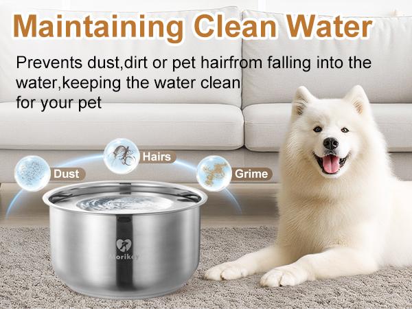 MORIKEY No Spill Dog Water Bowl 4.5L Large Capacity Slow Drinking Pet Bowl with Floating Disk Stainless Steel Easy Clean