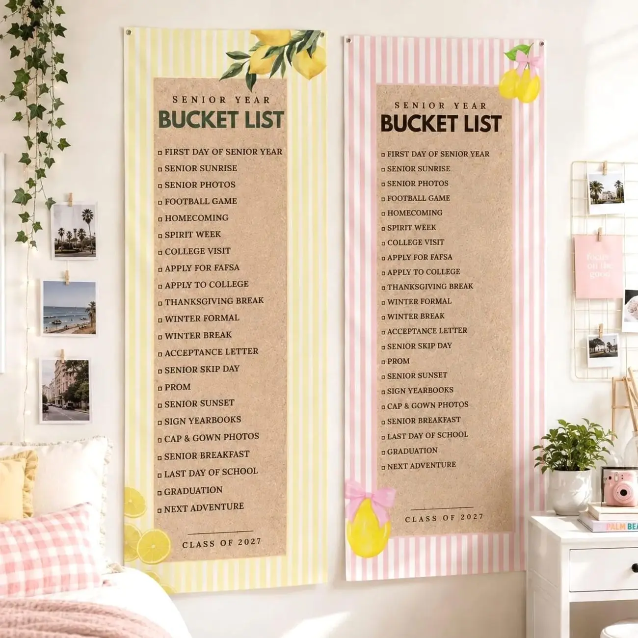 Senior Year Bucket List Banner, Class of 2027 Graduation Banner, Senior Checklist, Senior Banner