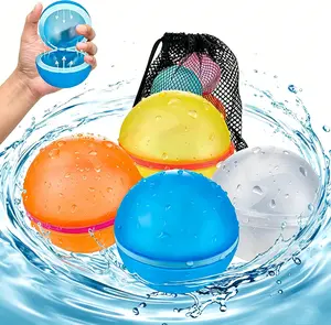 1/4/6/8/12 PCS Reusable Water Balloons with Mesh Bag, Refillable Silicone Bath Pool Beach Toys for Kids, Quick Fill Self-Sealing Splash Balls For  Kids Adults Water Game, Bath Toy, Pool Toy, Summer Party Supplies