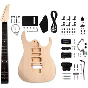 DIY Electric Guitar Kit Beginner Kit 6 String Right Handed with Basswood  Hard Maple  Poplar Laminated Fingerboard Black Hardware Build Your Own Guitar JS Series.