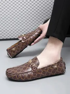 Unisex Doudou Shoes Size 38-48 Light Floral Print Loafers, Metal Buckle Detail, Anti-Slip Sole, Casual & Business Wear