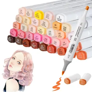 Skin Tone Marker, 12/24/36pcs Alcohol Based Art Marker Pen Set, Art Markers Pen, Dual Tips Brush & Broad for Professional Artists Drawing Sketch Illustrations, Valentine's Day Gift