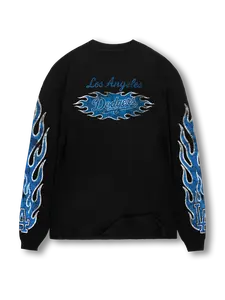 Black -  Blue Flame Long Sleeve