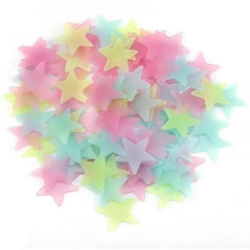 2PCS Multi-Colored Glow-in-Dark Star Plastic Wall Stickers - Light, Patchwork Interior Wall Art Stickers for Nurseries, Home Decor, Interior Stickers