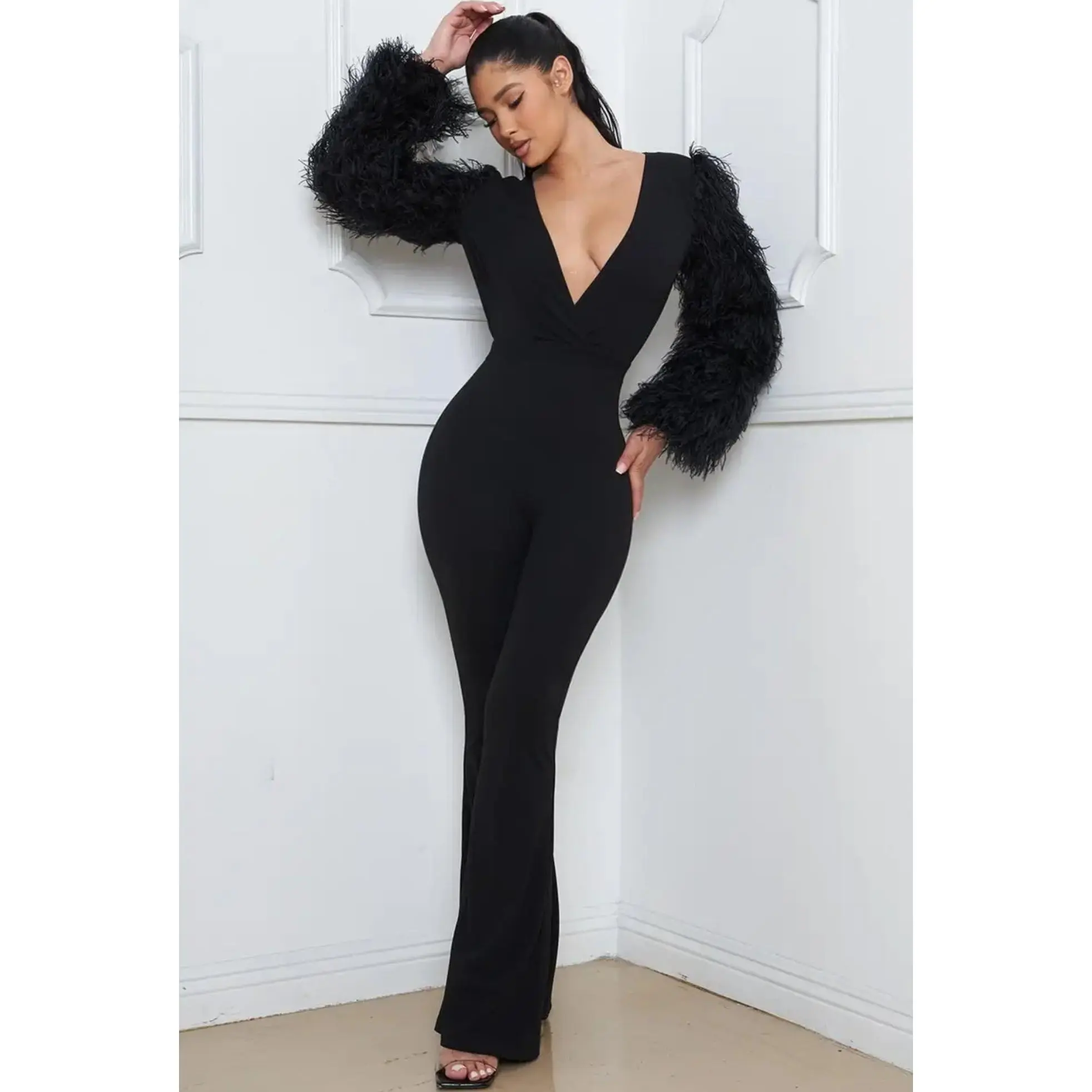 Mina Faux Feather Jumpsuit