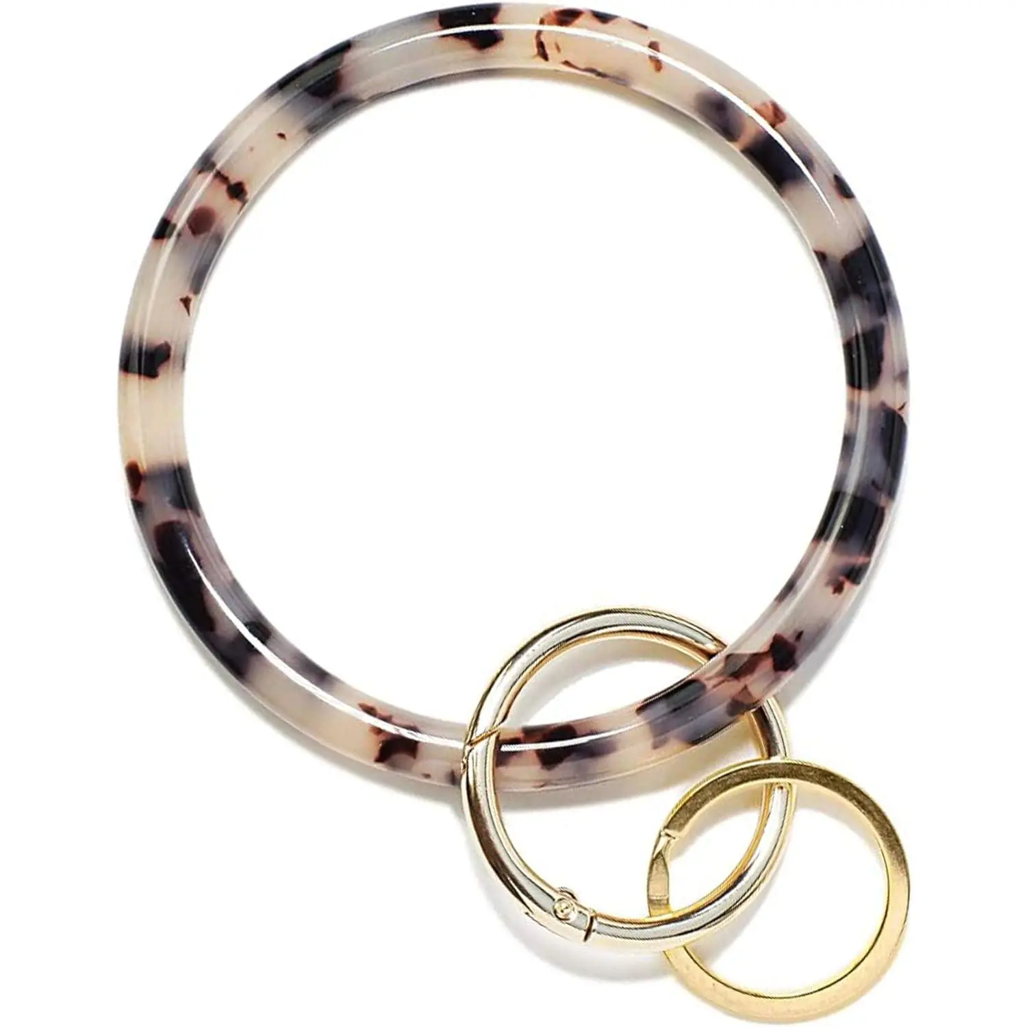 Women's Synthetic Acetate Casual Small Circular Form Multi-Key Holder - Wristlet Bangle Bracelet Key Ring, Home Organizer Keychain for Service Use