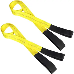 Lift Sling Straps, 6.5'X2 Heavy Duty Flat Eye Lift Sling 13,000 lbs Capacity Lifting Straps Nylon Tree Saver Recovery Strap Web Sling Winch Strap 2-Pack cotton pad