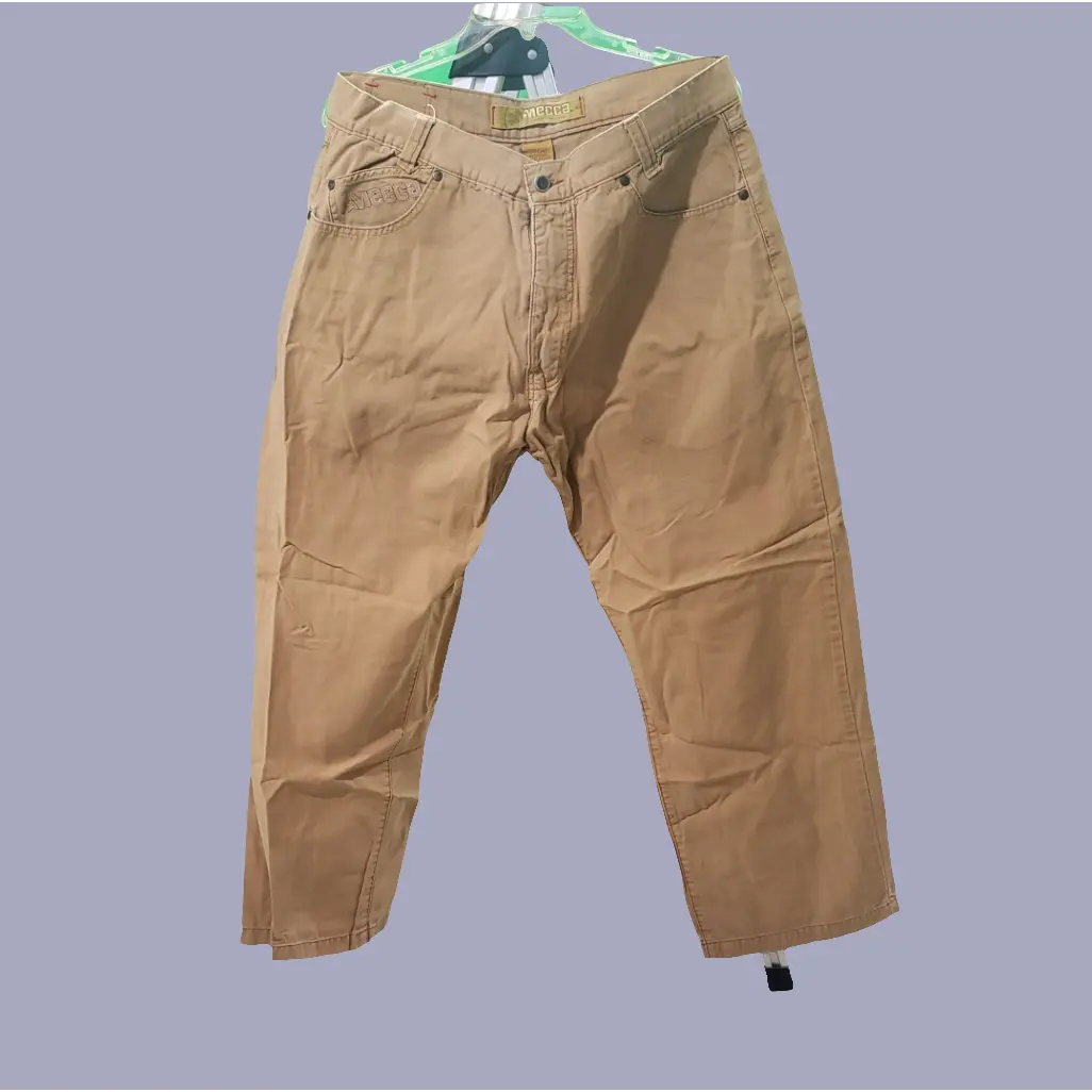 Mecca Men's Tan Jeans 36x32 Handcrafted Durable Cotton Minimalist Plain Mid Waist Above Ankle All Seasons Menswear