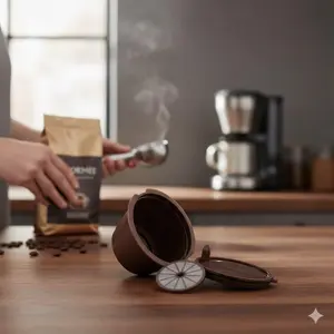 Dual Mode Coffee Capsule System: Espresso & Pour Over. Professional 3-Piece Cleaning Filter Set. High-Temperature Grind & Brew Tools. Portable Machine for Home and Office Use.