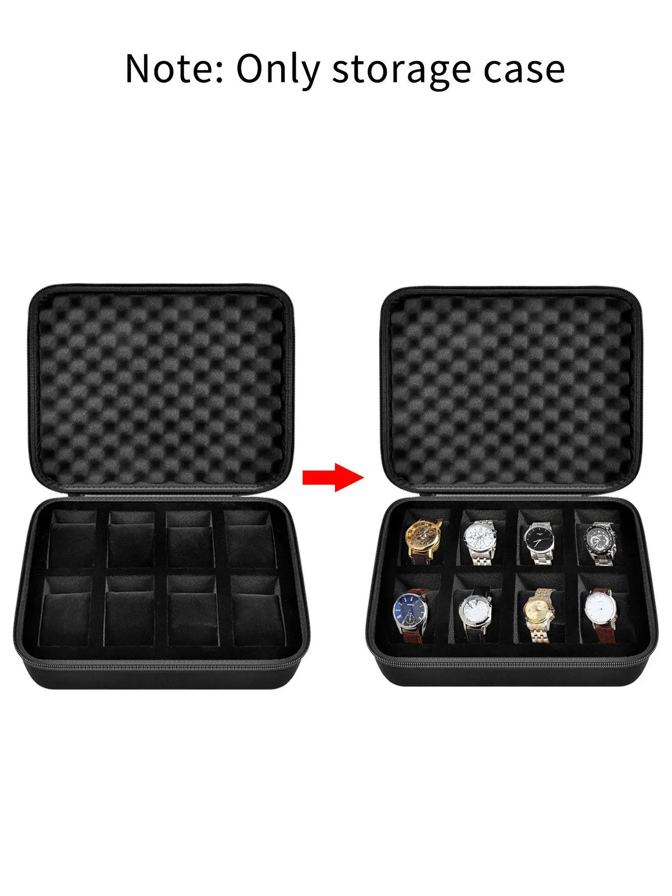 Multi-grid Wristwatch Storage Box, Minimalist Durable Watch Holder Organizer for 8 Watches, Versatile Storage Bag for Travel Use Suitable for Watches Up To 42mm, Watch Protector Storage Box, Watch Accessories