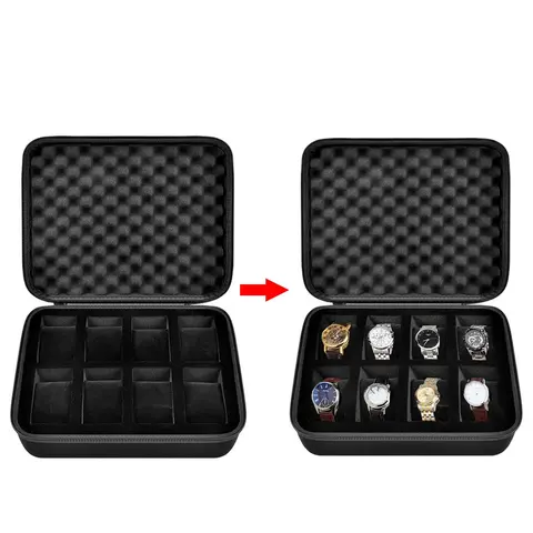 Multi-grid Wristwatch Storage Box, Minimalist Durable Watch Holder Organizer for 8 Watches, Versatile Storage Bag for Travel Use Suitable for Watches Up To 42mm, Watch Protector Storage Box, Watch Accessories