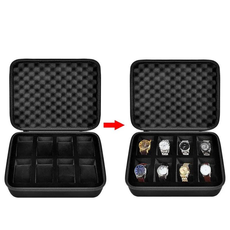 Multi-grid Wristwatch Storage Box, Minimalist Durable Watch Holder Organizer for 8 Watches, Versatile Storage Bag for Travel Use Suitable for Watches Up To 42mm, Watch Protector Storage Box, Watch Accessories