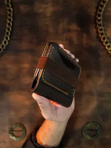 Hand Stitched Leather Wallet Hand Waxed Burnished Edges Bifold Style Elastic Closure Valentines Gift Birthday Gift Anniversary Gift