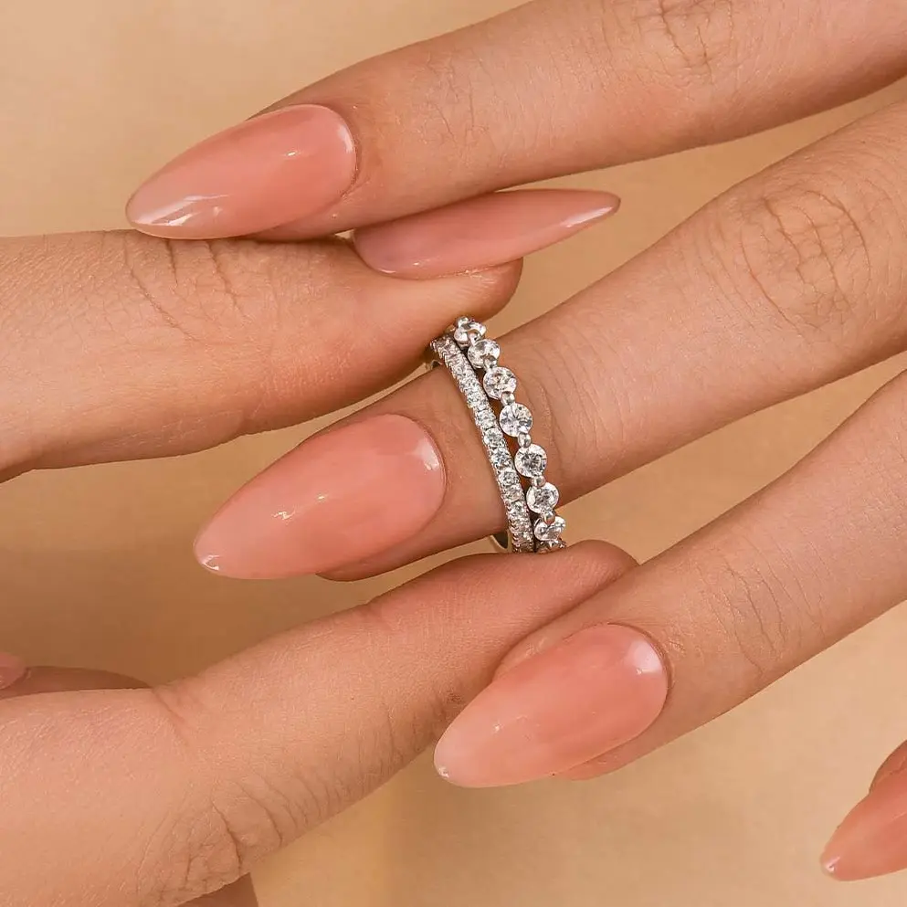 Effinny Fashionable Wedding Ring SetIn Sterling Silver with 5A Cubic Zirconia, 2PC Elegant Anniversary Ring for Women Outdoorfun, Bridal Ring Sets, Cubic Zirconia Rings