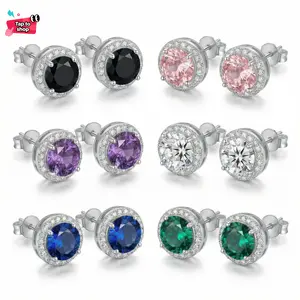 S925 Sterling Silver Earrings – Unisex Round Design: A Perfect Gift for Men and Women – Available in a variety of colors. 14K gold-plated earrings set with sparkling cubic zirconia; made with hypoallergenic materials.