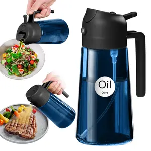 YARRAMATE 16oz/470ml Light-Blocking Dark Glass  Two-in-One Oil Sprayer & olive oil Dispenser Bottle for Kitchen Cooking