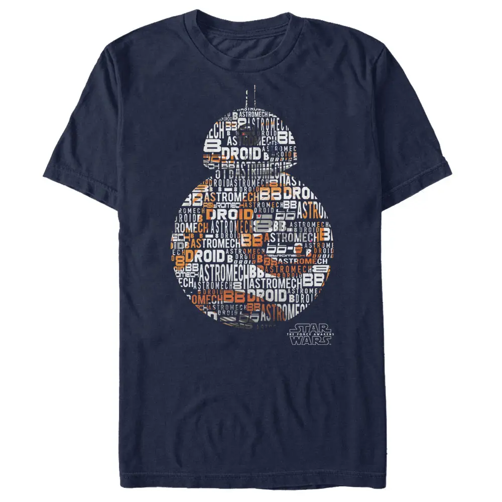 Men's Star Wars The Force Awakens BB-8 Text T-Shirt