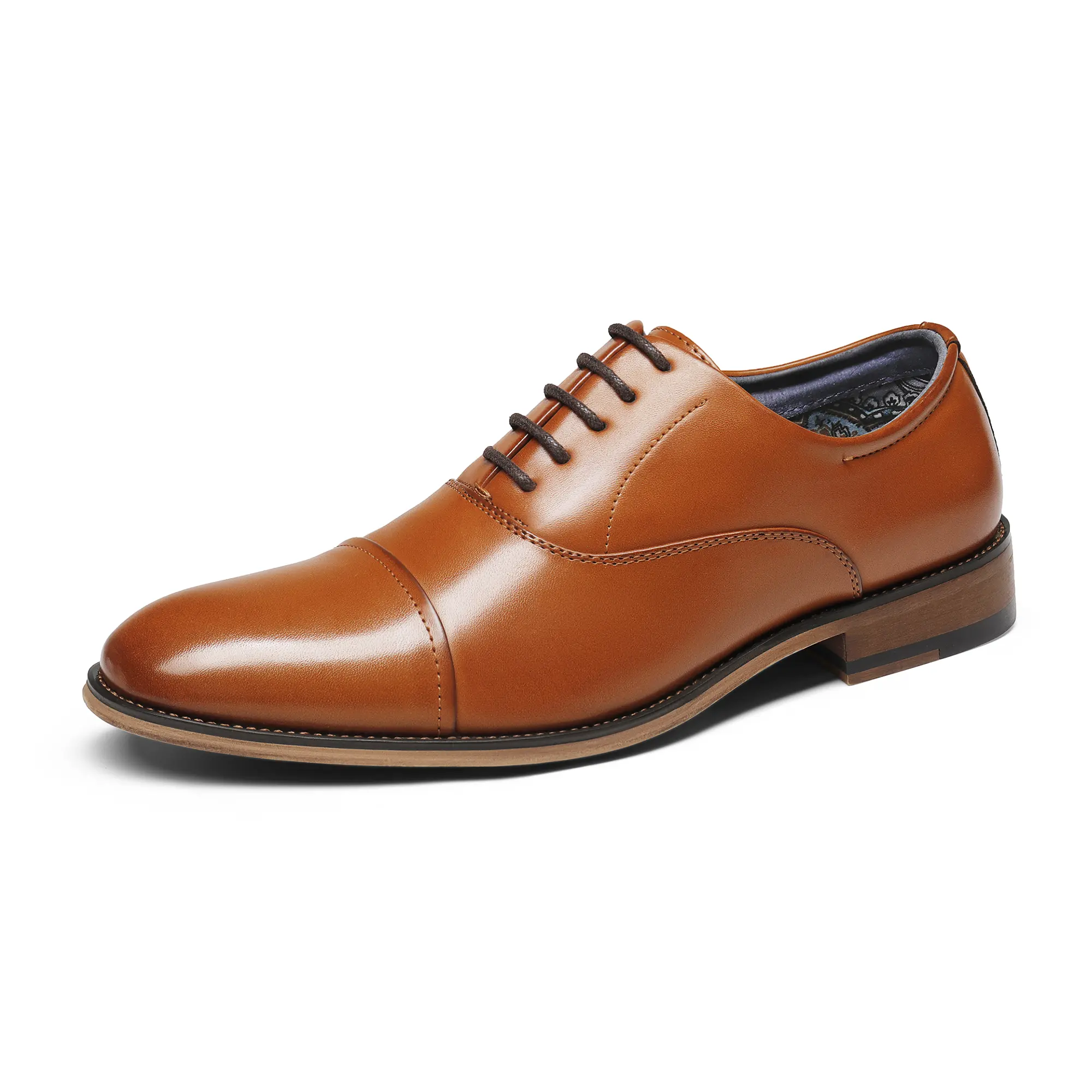 mens brown pointed dress shoes Men's Tan Brown Wingtip Leather Dress Shoes US 10 / Tan Brown / D