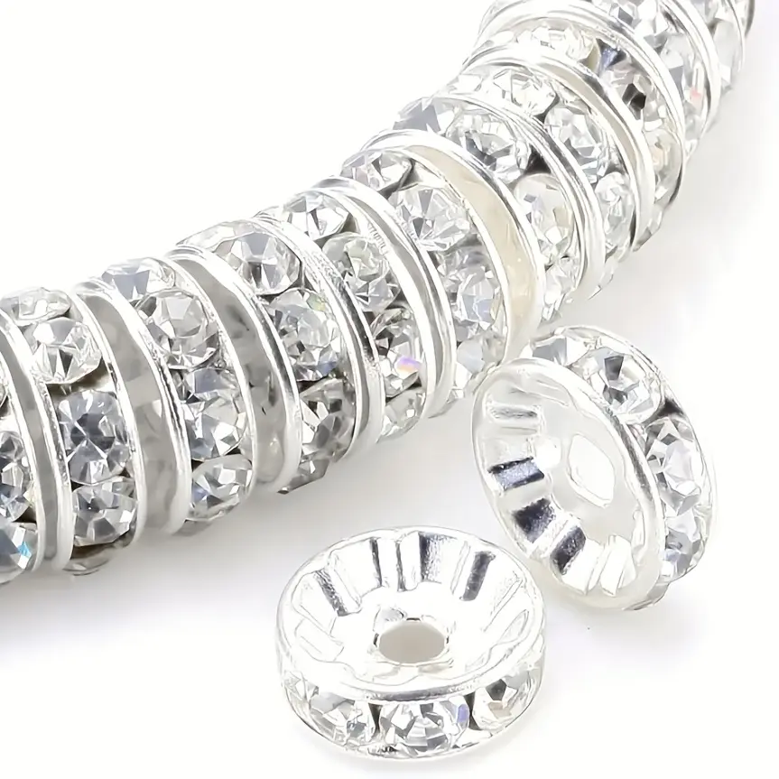 299pcs Of 8mm Silvery-plated Czech Rhinestone Jewelry Make Up The Loose Bead Bracelet, Beads, Beads For Jewelry Making, Beads For Bracelet Making, Diy Jewelry, Handmade Accessories, Sparkling Rhinestones, Glamorous Accents, Highquality Beads,