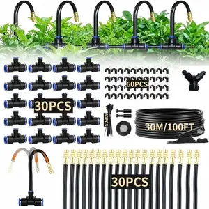 1/4 inch drip irrigation system, hose, flexible shaping 2026- upgraded garden irrigation kit, with adjustable brass nozzle, automatic atomizing irrigation system, suitable for outdoor, elevated beds, potted plants, lawns and greenhouses