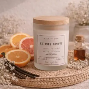 Wick Theory Citrus Grove Candle 8oz Fresh Citrus Scent with Soft Green Notes Clean Soy Wax 50-Hour Burn Time for Home Decor