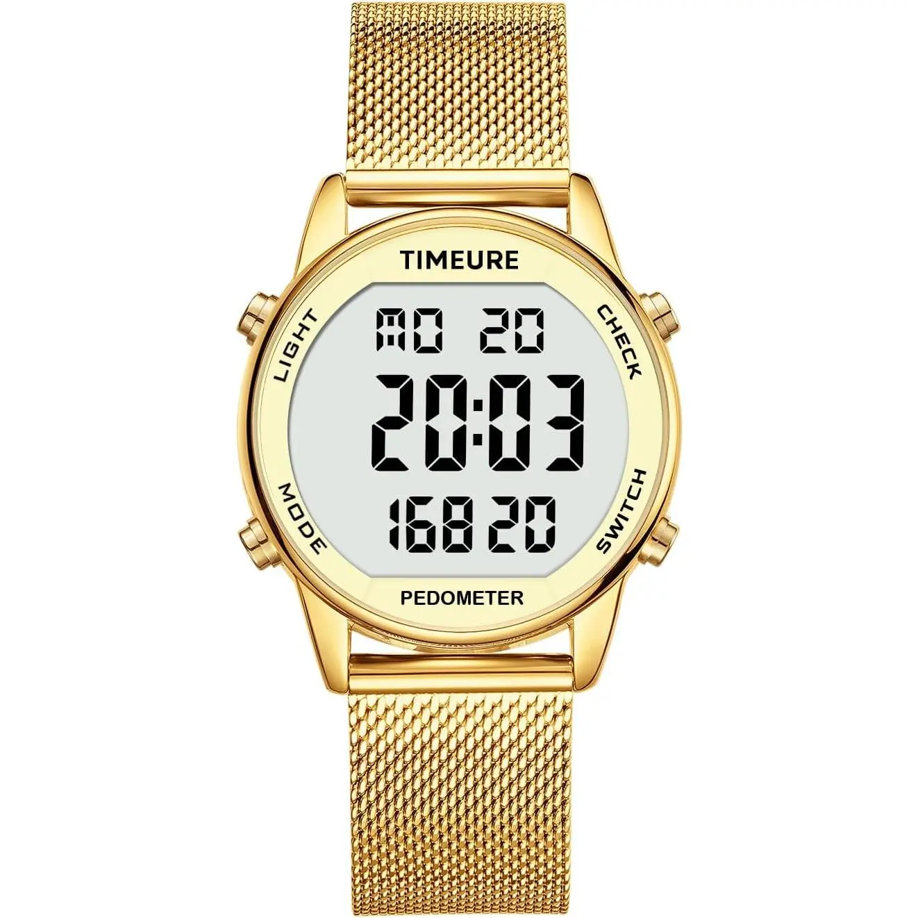 Women's Step Counter Pedometer Watch with Stainless Steel Bracelet, Stylish Design, No App, No Charging Needed for Step, Calorie, Distance, Alarm, Countdown Timer,TU-2401