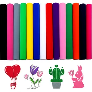 Flocked HTV Heat Transfer Vinyl - 14sheets 12'' x 10'' Mutlicolor Flocked Heat Transfer Vinyl Flocked Iron on Vinyl for T-Shirts