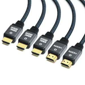 Yauhody 8k HDMI Cable 5 Pack High Speed 48Gbps HDMI 2.1 Cord, Durable Nylon Braided, Supports 8K@60Hz, 4K@120Hz, 10K, 2K, HD, 3D, Dynamic HDR, HDCP 2.2, 4:4:4, eARC, Real 8K Quality