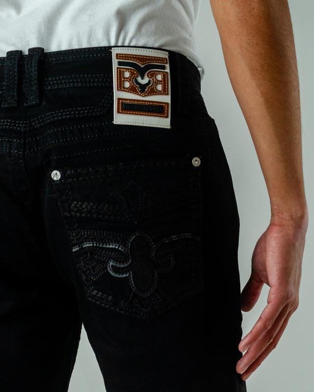 Western Bull Men's Straight-Cut Jeans Style A01 - Heavyweight Denim with Embroidered Pockets & Bold Stitching for Comfort & Durability