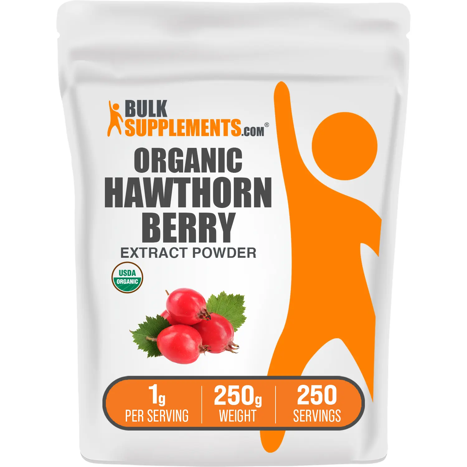 BulkSupplements - Organic Hawthorn Berry Extract Powder - Antioxidant - Digestive Support - 250g - 1g per Serving