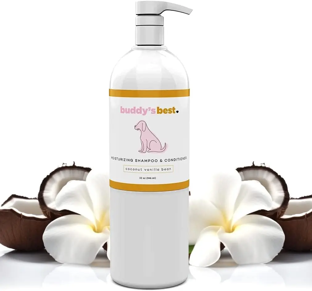 Buddy'S Best Dog Shampoo for Smelly Dogs - Oatmeal Dog Shampoo and Conditioner for Dry and Sensitive Skin - Moisturizing Puppy Wash Shampoo, Coconut Vanilla Bean Scent, 32Oz Buddy's Best