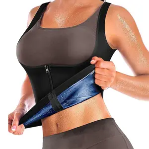 Women Sauna Sweat Vest Zipper Body Shaper Tank Top Fajas Colombianas Tummy Control Sports Corset Workout Top