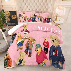Bear Comforter Set, Soft And Durable Bedding Set, Includes 1 Comforter And 1 Or 2 Pillowcases, Daily Holiday Birthday Gift Bedroom Decoration For Children And Adults